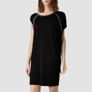 Allsaints Tessi Black Asymmetrical Mini Dress